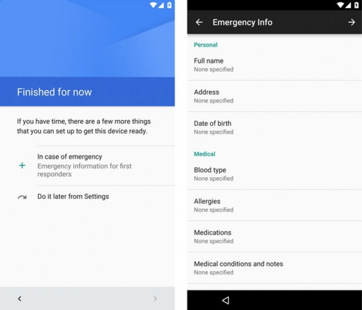 New Android N comes with emergency info screen