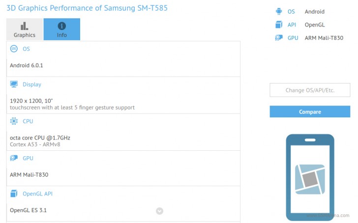  Samsung SM-T585 tablet