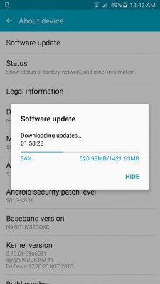 Downloading the Marshmallow update for T-Mobile's Galaxy Note5