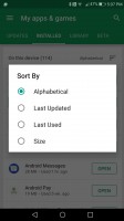 Sort installed apps - Google Play Store Update