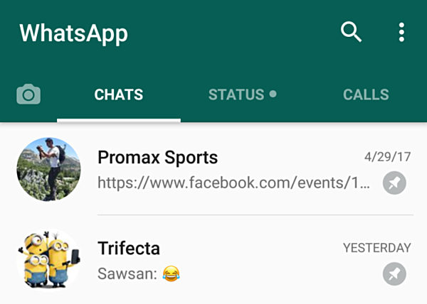 Whatsapp Beta 更新：Android 用戶可將重要聊天室釘到最 Top 位置；日后不用麻烦找！ 1