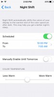 The Night Mode options - Apple iPhone SE review