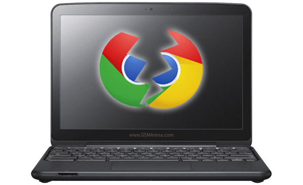 broken google chrome logo on samsung chromebook