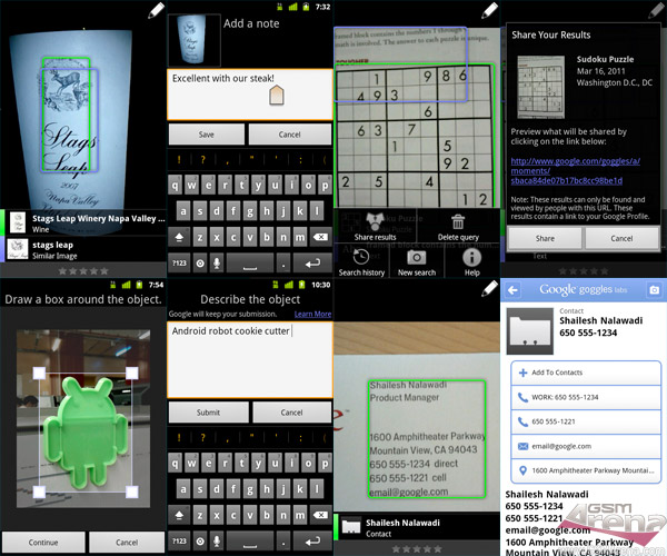 Google Goggles 1.4 Screens