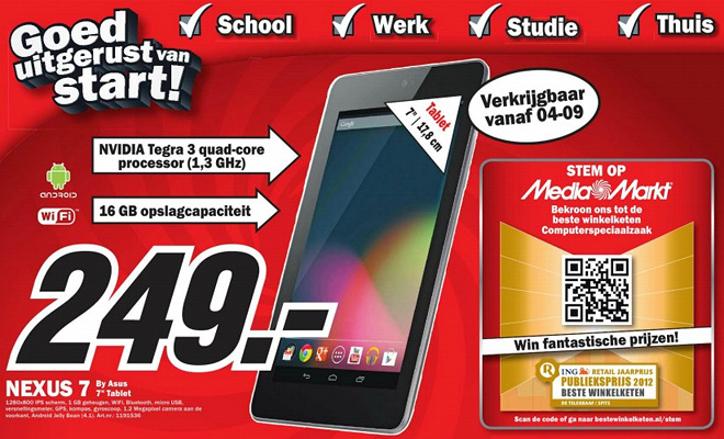 Pennenvriend Goedaardig ernstig Google Nexus 7 available in the Netherlands, Italy and Japan, on pre-order  in Taiwan