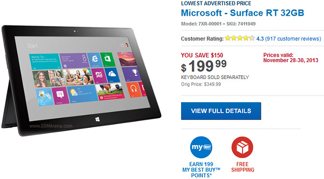 Surface Rt 32gb To Cost 199 On Black Friday