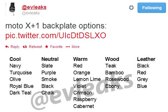 Moto X+1 custom back options leaked