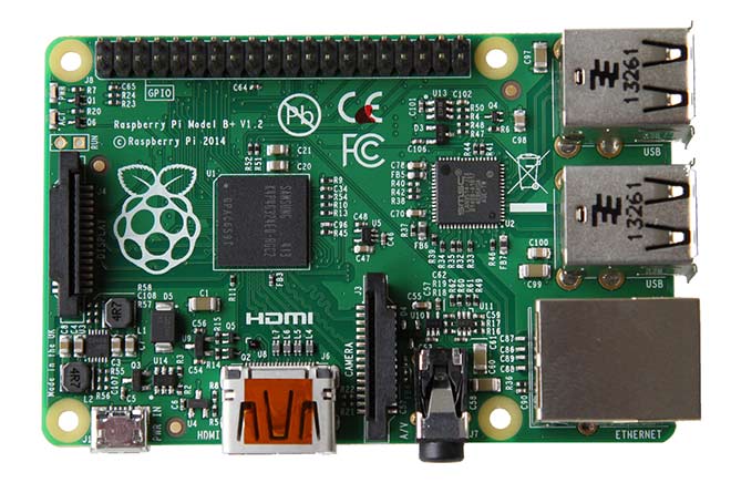 Raspberry Pi Model B+ photo from top