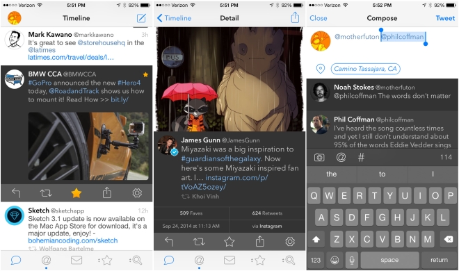 Tweetbot for iPhone updated for iOS 8 and iPhone 6