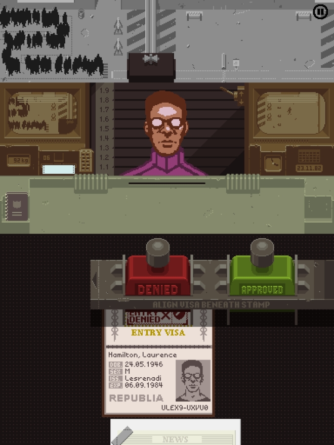 Papers, Please app approved for iPad, but without nude body-scans