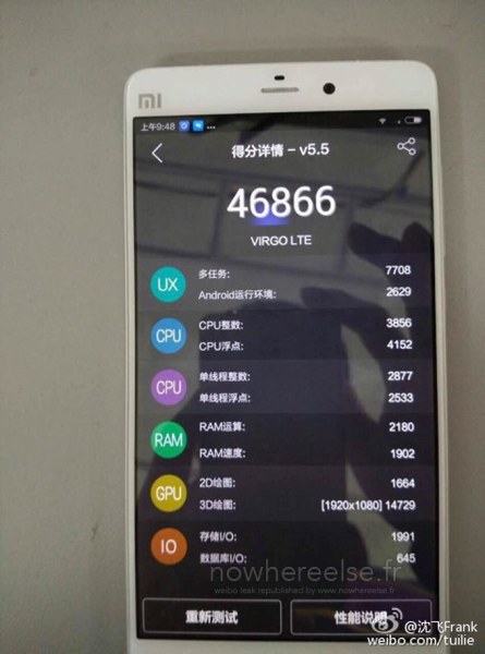 Xiaomi Mi5 benchmark score