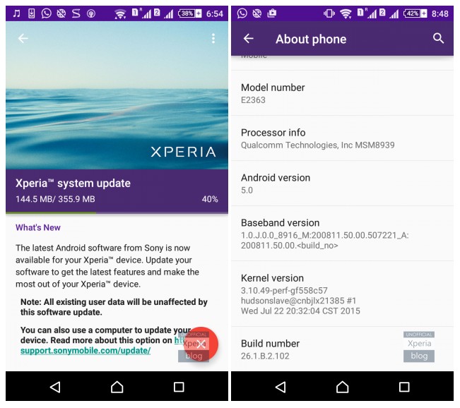 Sony xperia m4 aqua software update