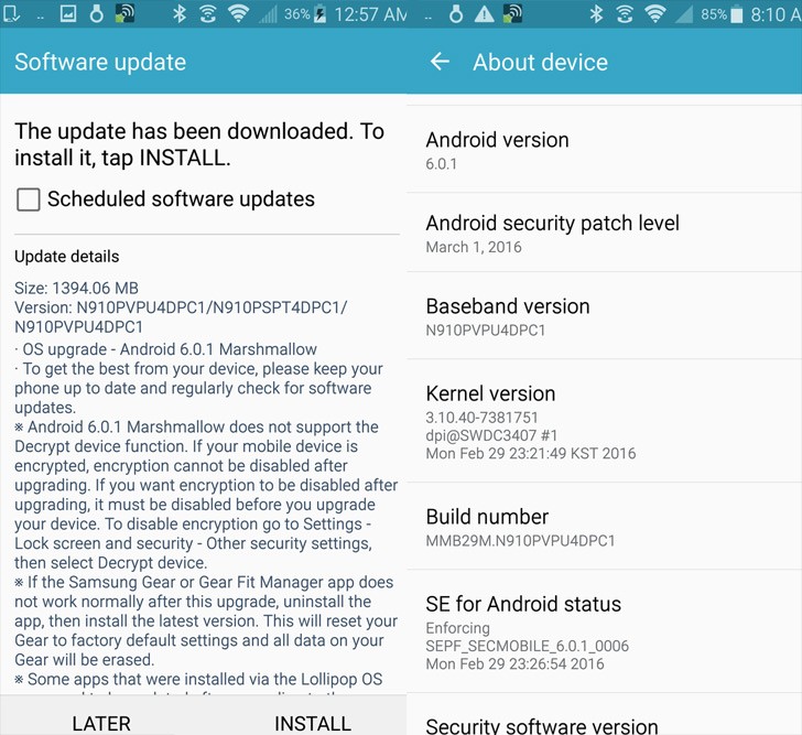 6.0.1 note 4 features