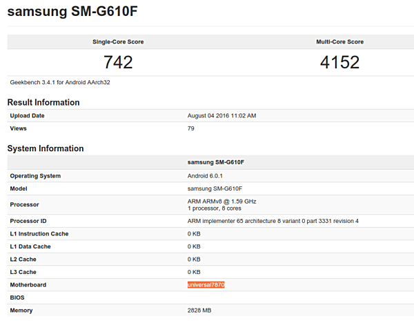 Samsung Galaxy On7 2016 Exynos variant spotted on Geekbench  GSMArena.com news