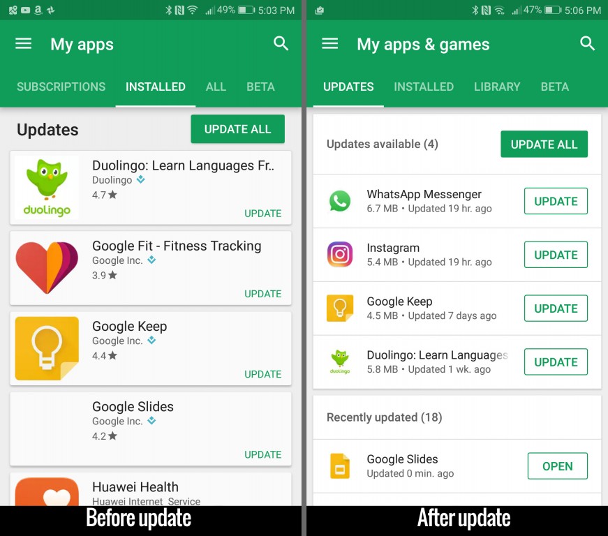 play store update