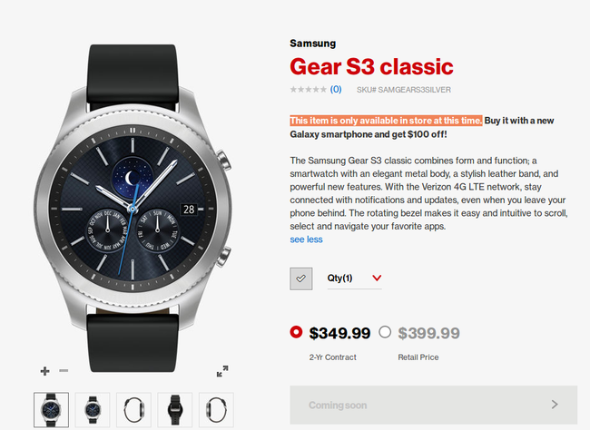 samsung gear s3 us price