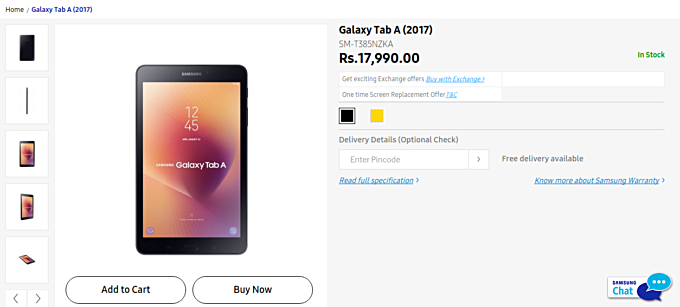 Samsung Galaxy Tab A (2017) arrives in India for $275