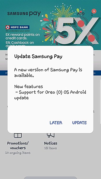 Nova atualização do Samsung Pay traz o suporte do Android Oreo