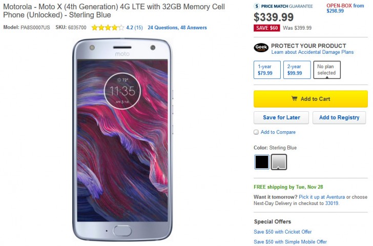 Deal: Moto $60 off the Moto X4 at Best Buy