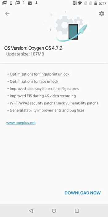 OnePlus 5T gets first update, KRACK fix and fingerprint/face unlock optimizations included