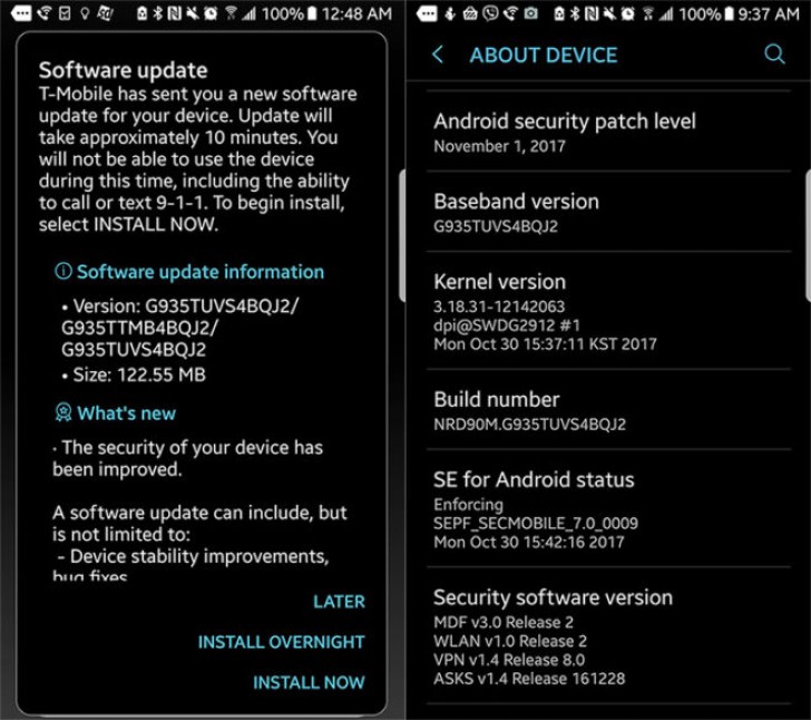 T-Mobile Galaxy S7 and S7 Edge start receiving November 2017 Security Patch PTA Update