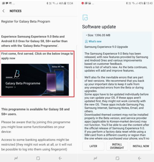 Programa Samsung Galaxy S8 Oreo beta se expande para a Índia