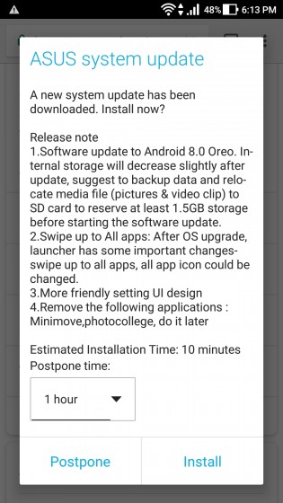 ASUS Zenfone 3 Oreo update
