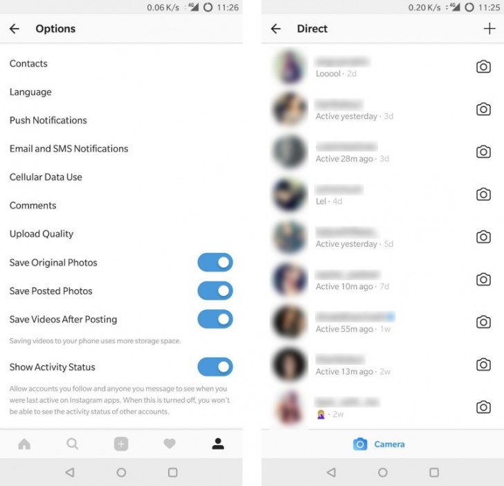 with this feature enabled by default in the app settings you can go into your direct message inbox and see the activity status of the people you have - instagram following activity app