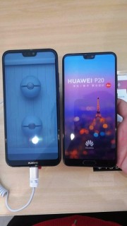 Huawei P20 dummy next to the P20 Lite (left), on its own showcasing the rear (right)