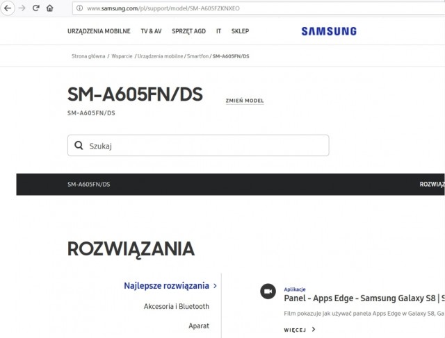 Screengrab from Samsung Poland's website