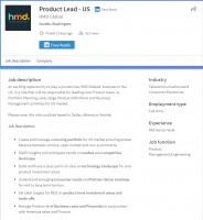 HMD's job postings on LinkedIn