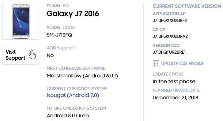 Samsung Galaxy J7 16 Is First In Its Family To Get Oreo Gsmarena Com News