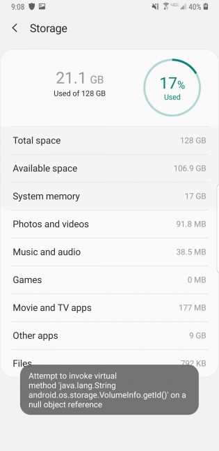 The adoptable storage option in Android Pie beta for Galaxy Note9