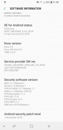 Samsung Galaxy S8 update info