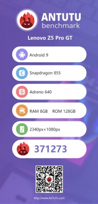 AnTuTu score for the Lenovo Z5 Pro GT (with Snapdragon 855)