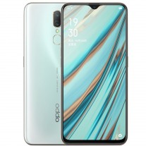Oppo A9 in Mica Green, Ice Jade White, and Fluorite Purple colors