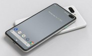 Google Pixel 4 screen protector shows dual punch hole selfie camera http://bit.ly/2QyD0bt