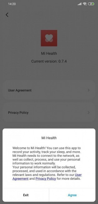 Screenshots of the Mi Health app