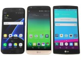 LG G5 flanked by the Galaxy S7 and the LG G4 - LG G5 review