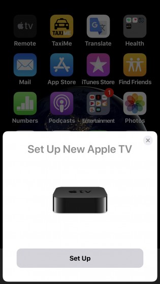 iPhone Apple TV 4K set up popup