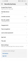 Security settings - Huawei P Smart 2019 review