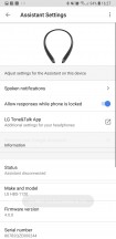 Headset settings within Google Assistant - LG TONE Platinum SE review