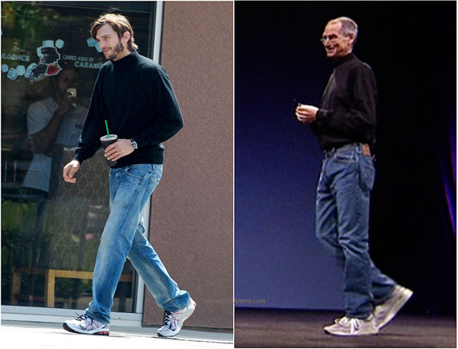 Ashton Kutcher spotted in Steve Job's signature attire