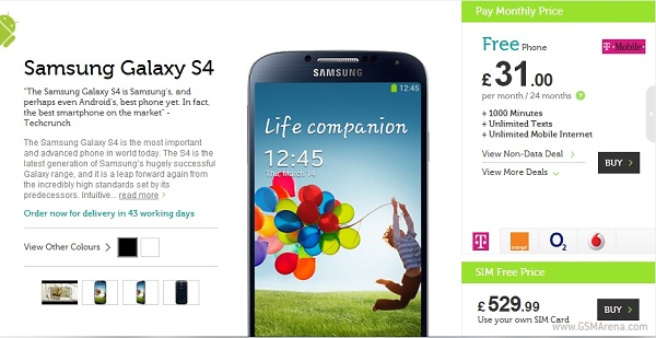 Samsung Galaxy S4 Gets Priced In The Uk Will Cost You 529 Sim Free Gsmarena Com News