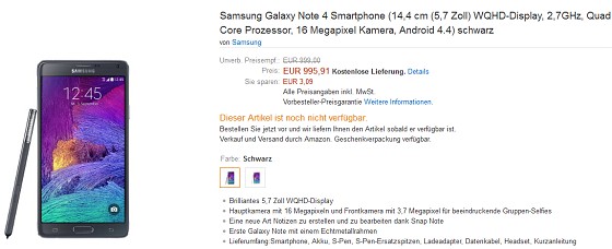 Samsung Galaxy Note 4 and Note Edge German pre-orders launch