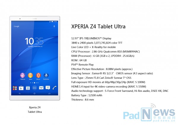 Sony Xperia Z4 Tablet Ultra leaks with 6gb Ram 1