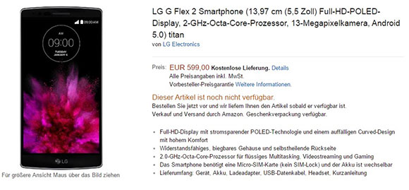 Lg G Flex 2 Pre Orders Start At Amazon Price Set At 599 Gsmarena Com News